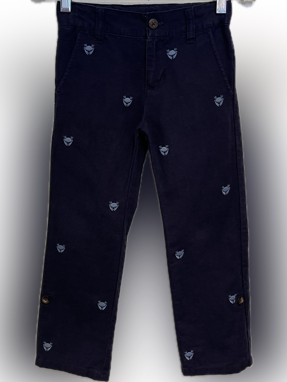 Janie and Jack Navy Pants with Light-Blue Crab Embroidery - Picture 2 of 7